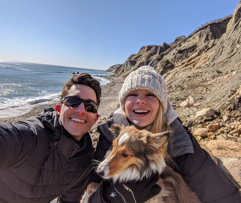 Justin and his wife Nicole, with their shetland sheepdog