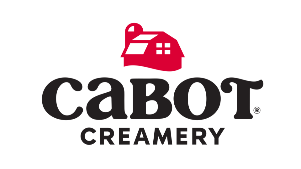 Cabot Creamery Logo. Black text with a red barn icon.