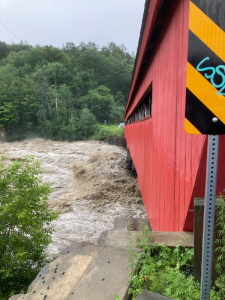 Yesterday’s flooding at Taftsville Bridge crossing (mile 14), Woodstock VT