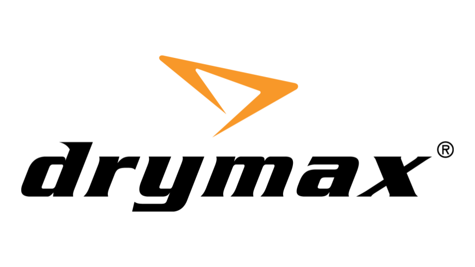 Drymax Sports Logo. Black text with an orange-yellow icon.