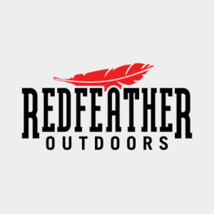 Redfeather Outdoors logo featuring the name and a red feather icon. 