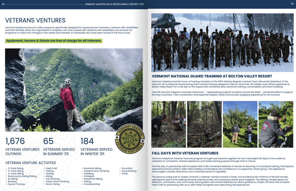 Screen shot 3 - Vermont Adaptive 2025 Impact Report - Veterans Stats